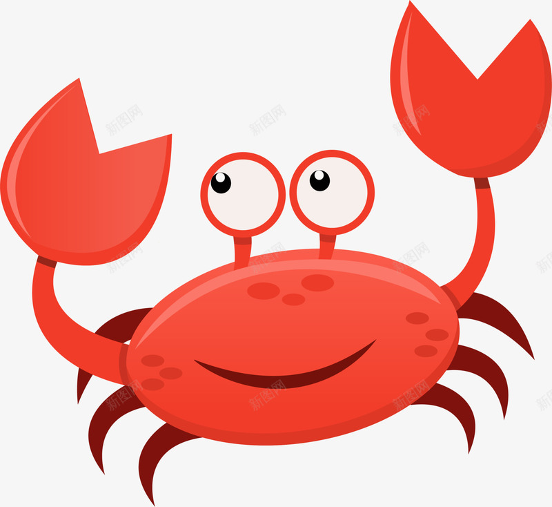 卡通红色可爱螃蟹png免抠素材_新图网 https://ixintu.com 卡通螃蟹 可爱螃蟹 海生生物 童趣 红色螃蟹 黄色蟹钳