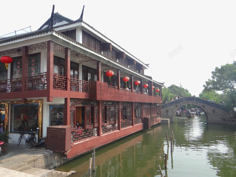 周庄复古酒楼png免抠素材_新图网 https://ixintu.com 中国风建筑 古镇风景 周庄古镇