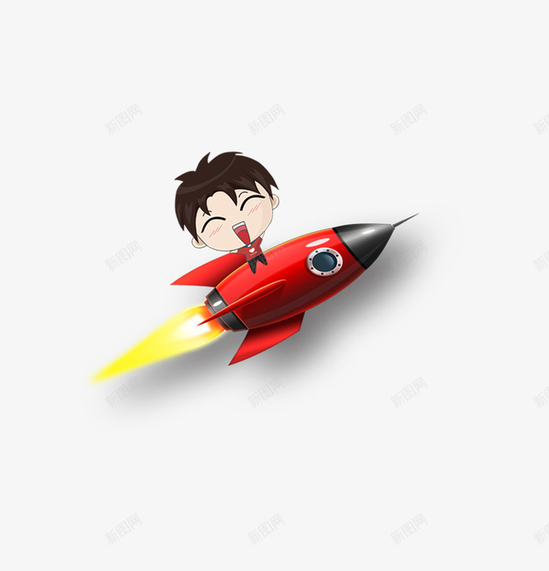 乘火箭的小男孩png免抠素材_新图网 https://ixintu.com 乘火箭 卡通 小男孩 飞天火箭PNG图片