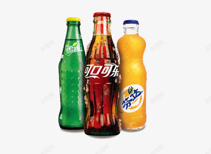 玻璃瓶装碳酸饮料png免抠素材_新图网 https://ixintu.com 可乐 芬达 雪碧 饮料