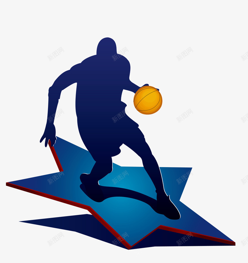 打篮球png免抠素材_新图网 https://ixintu.com 五角星地板 体育 剪影 男子 篮球 篮球比赛 运动