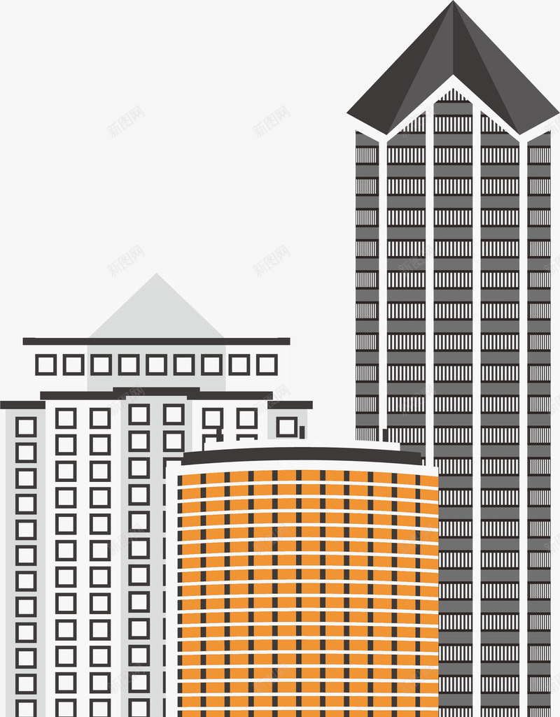 橙色简约线条都市png免抠素材_新图网 https://ixintu.com 免抠PNG 发展 城市 橙色 简约 繁华 线条 装饰图案 都市