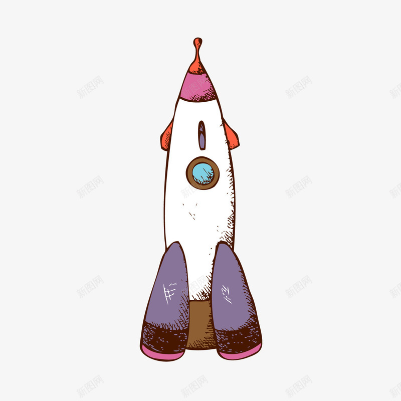手绘卡通火箭png免抠素材_新图网 https://ixintu.com 卡通 手绘 火箭