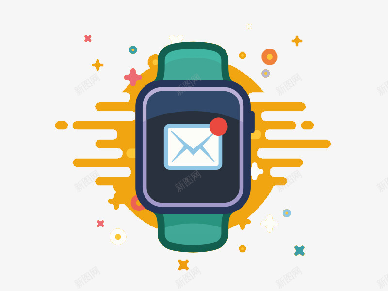扁平化智能手表png免抠素材_新图网 https://ixintu.com H5页面素材 iWatch 卡通 扁平化 扁平素材 智能手表 电商卡通 网页设计卡通
