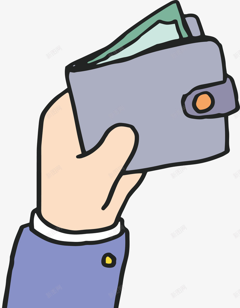 手中的钱包矢量图ai免抠素材_新图网 https://ixintu.com 手拿钱包 手绘钱包 拿去花 现金支付 矢量png 钱包 矢量图