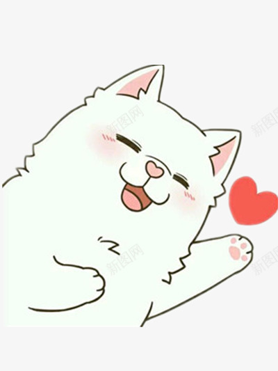献爱心的猫咪png免抠素材_新图网 https://ixintu.com 动物 开心 白色 红色