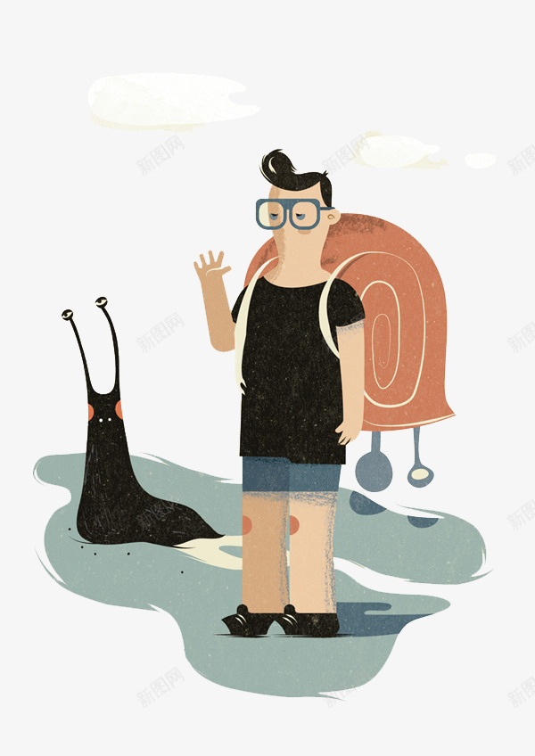 扁平化卡通形象png免抠素材_新图网 https://ixintu.com H5页面素材 创意卡通 创意卡通元素 卡通 扁平化 扁平素材 电商卡通 男孩 网页设计卡通 蜗牛