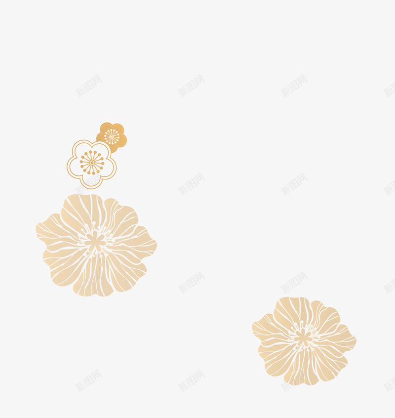 唯美的金色梅花png免抠素材_新图网 https://ixintu.com 梅花 精美 花 花朵 金梅花 金色 金色梅花