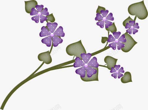 卡通手绘紫色小碎花png免抠素材_新图网 https://ixintu.com 卡通 手绘花朵 紫色 紫色卡通 绿色叶子