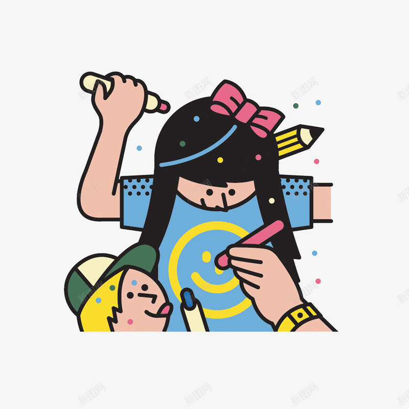 扁平化卡通小女孩png免抠素材_新图网 https://ixintu.com H5页面素材 创意卡通元素 卡通 小孩 扁平化 扁平素材 服装DIY 电商卡通 网页设计卡通