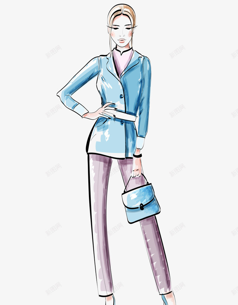 手绘卡通小西装时尚美女png免抠素材_新图网 https://ixintu.com PPT制作 PPT制作设计 人物 人物介绍 动漫人物 卡通人物 小西装 时尚美女 服装设计 海报设计 装饰设计
