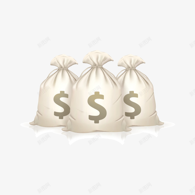 三个大钱袋png免抠素材_新图网 https://ixintu.com 财富 金钱 高端