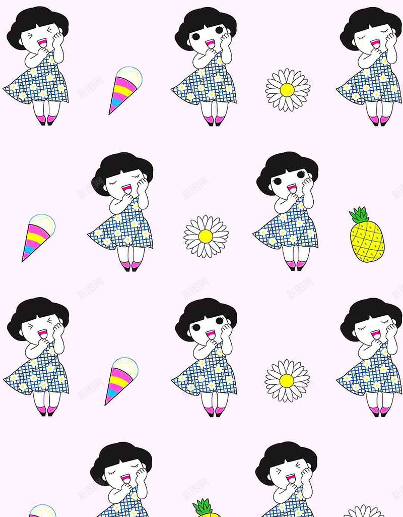 可爱手绘卡通女孩png免抠素材_新图网 https://ixintu.com 卡通 可爱 女孩