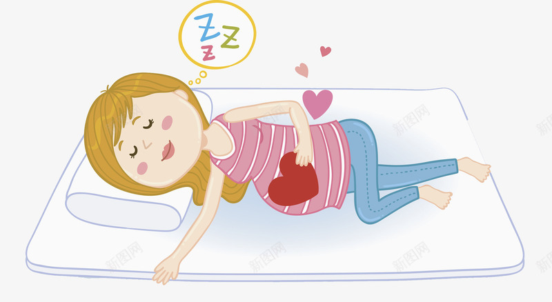 睡觉孕妇png免抠素材_新图网 https://ixintu.com 人物画 卡通手绘 水彩画 睡觉孕妇 肖像画 装饰图案