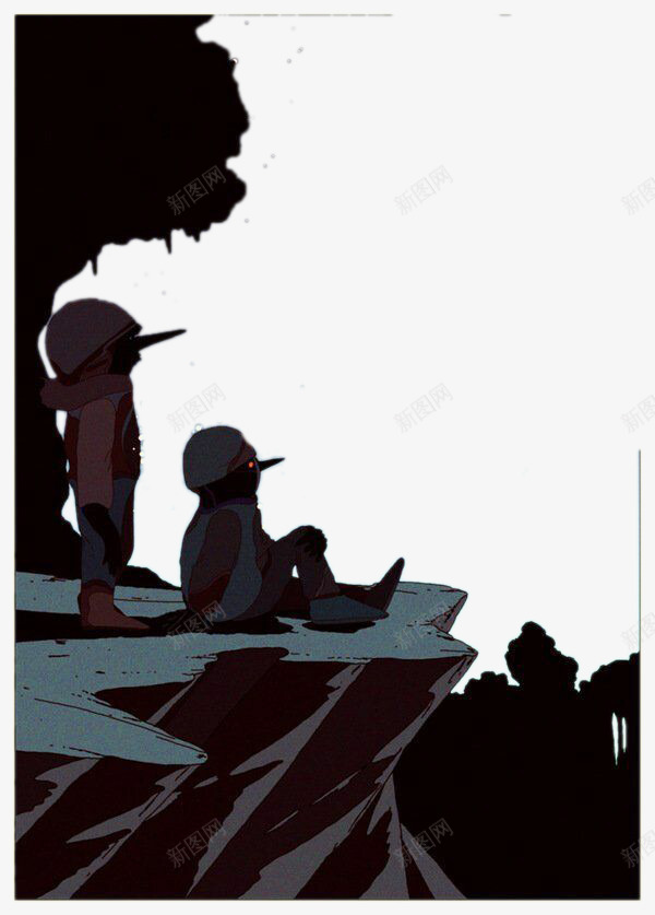 悬崖边上的尖鼻子男女png免抠素材_新图网 https://ixintu.com 夜晚 女 尖鼻子 悬崖 插画 男