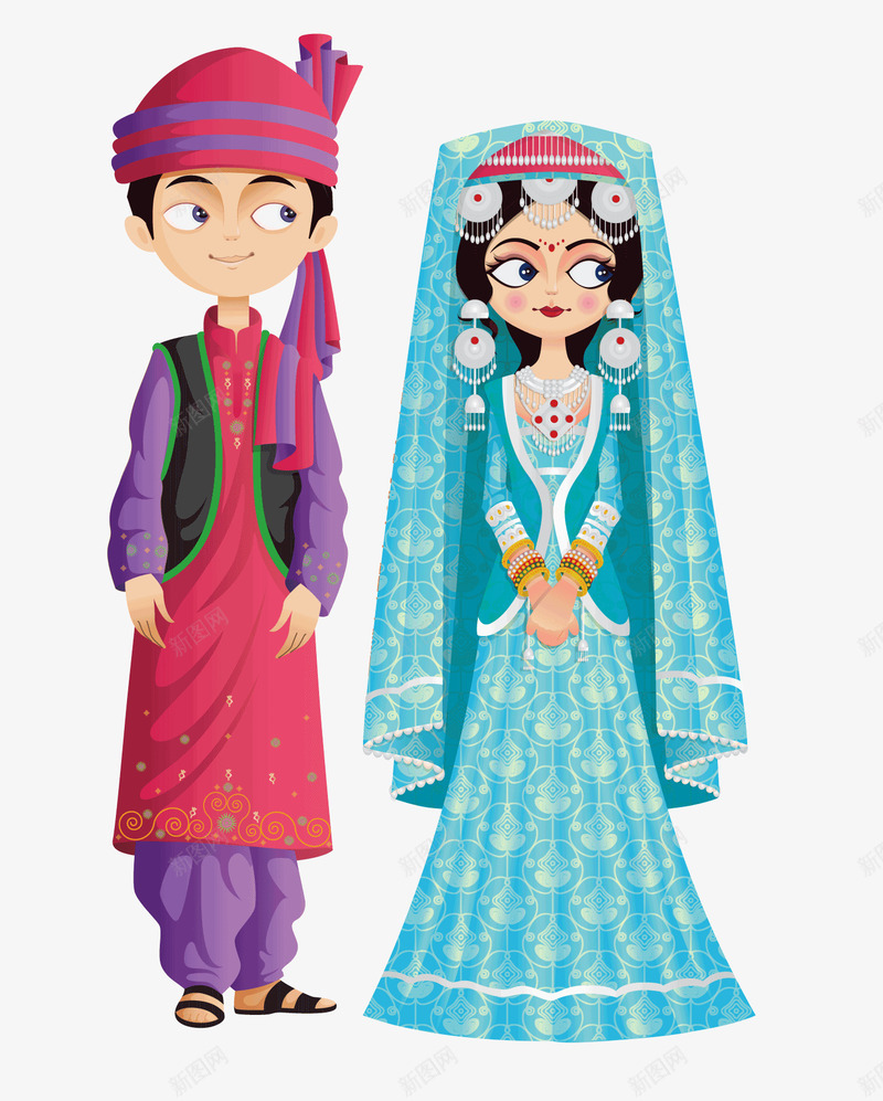 少数民族男女png免抠素材_新图网 https://ixintu.com 卡通 卡通人物 可爱 女士 少数民族 男士