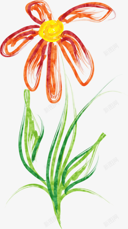 手绘红色线条花朵png免抠素材_新图网 https://ixintu.com 手绘 红色 红花 线条 花朵