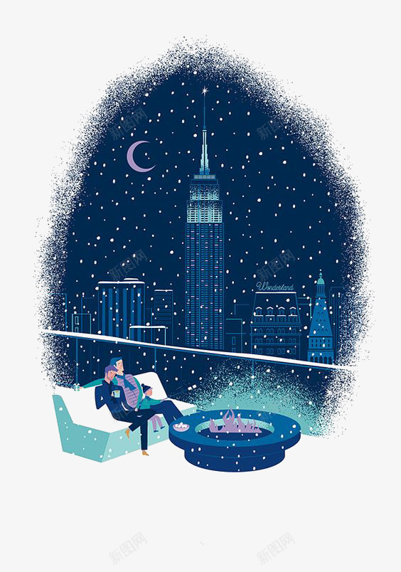 冬天的晚上png免抠素材_新图网 https://ixintu.com 下雪 城市 夜晚 晚上 都市 高楼大厦