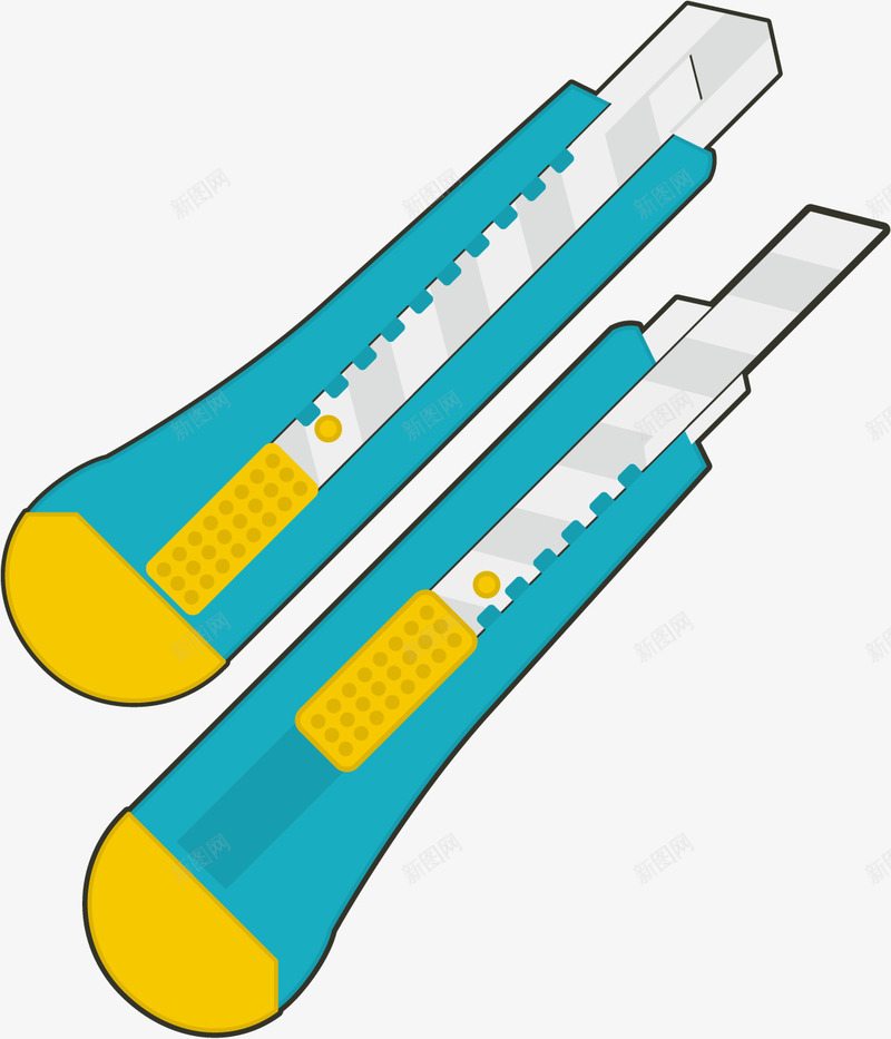 美工刀png免抠素材_新图网 https://ixintu.com 刀 刀子 刀片 扁平 文具 美工刀 蓝色 黄色