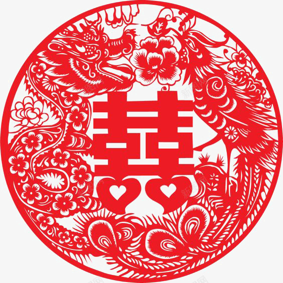 红色剪纸双喜png免抠素材_新图网 https://ixintu.com 剪纸 喜 囍 婚庆 窗花 繁体喜字 节日素材