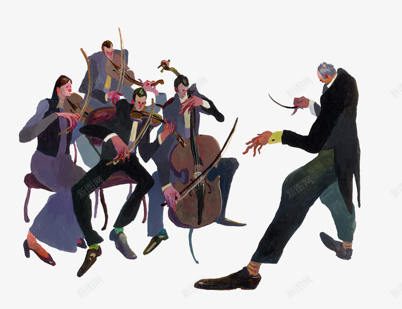 合奏人物插图png免抠素材_新图网 https://ixintu.com 创意插图 合奏人物 大提琴 演奏的人