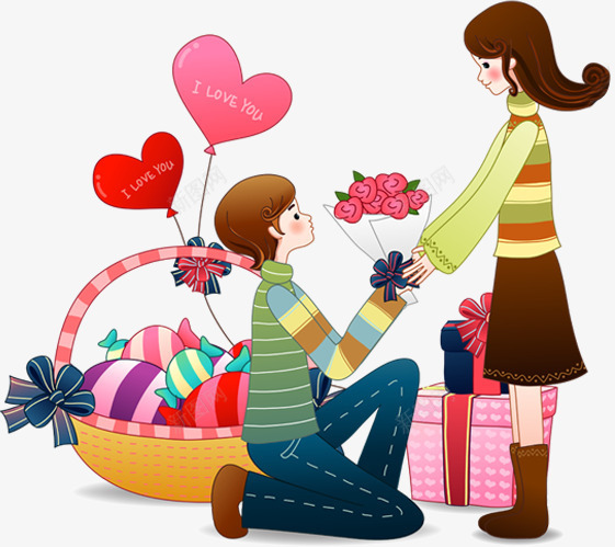 卡通求婚情侣七夕情人节png免抠素材_新图网 https://ixintu.com 七夕 卡通 情人节 情侣 求婚