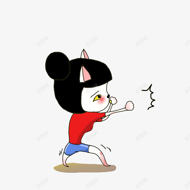 卡通女子散打搏击png免抠素材_新图网 https://ixintu.com 出拳击打 卡通手绘 女子搏击 散打搏击 猫女士