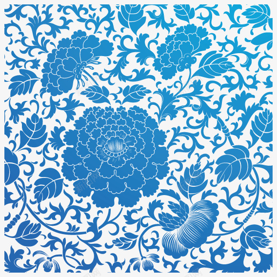 青花瓷花纹背景矢量图ai免抠素材_新图网 https://ixintu.com 中国风 大花 纹理 背景元素 矢量图