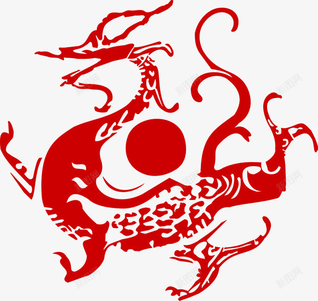 红色中国风龙纹插图png免抠素材_新图网 https://ixintu.com 国风 插图 红色