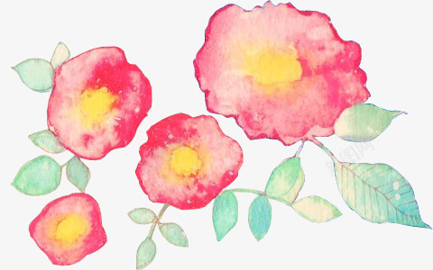 手绘红花png免抠素材_新图网 https://ixintu.com 手绘红花 水墨花 油画花朵 绿叶
