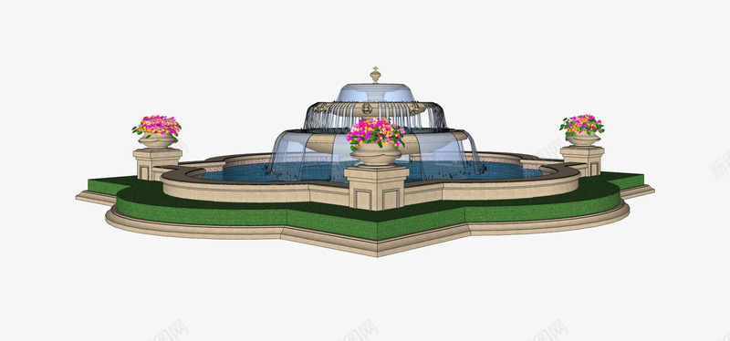 许愿池png免抠素材_新图网 https://ixintu.com 3D模型 喷水池 喷泡坚硬 小品 效果图 景观 装饰 许愿池