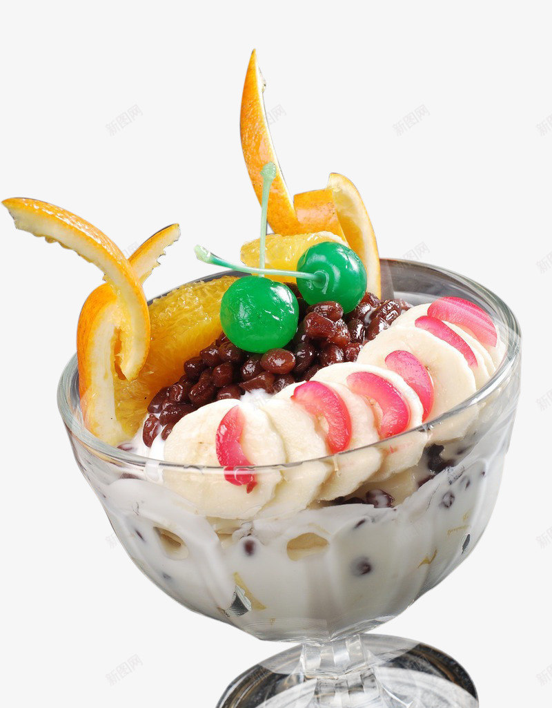 红豆酸奶水果捞png免抠素材_新图网 https://ixintu.com 产品实物 冰爽 冰爽节 冷饮 夏日 红豆酸奶水果捞 酷饮
