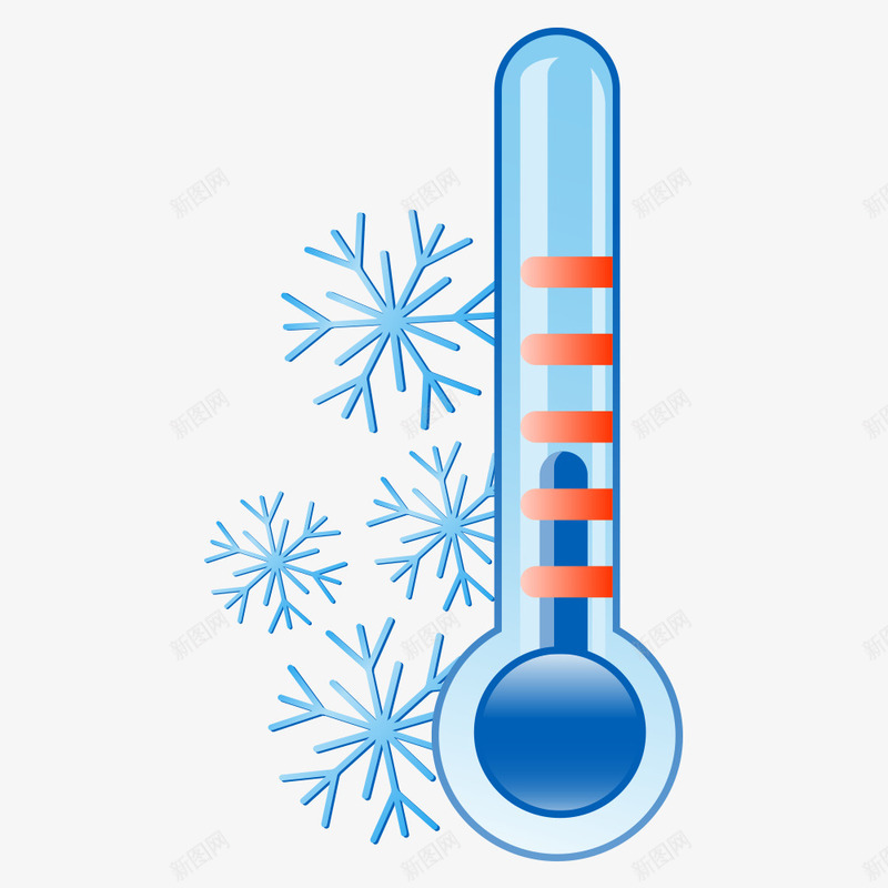 雪花和温度计png免抠素材_新图网 https://ixintu.com 冬天 卡通 手绘 温度计 漂浮 简图 红色 雪花