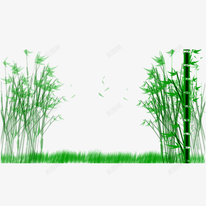 清新竹林草地走道png免抠素材_新图网 https://ixintu.com 竹林 绿色 草地 装饰