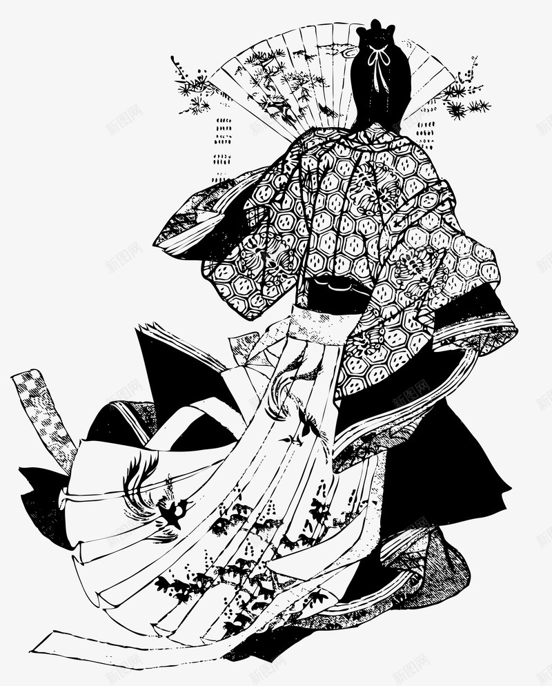 古人背影矢量图eps免抠素材_新图网 https://ixintu.com 人物 折扇 背影 贵族 矢量图