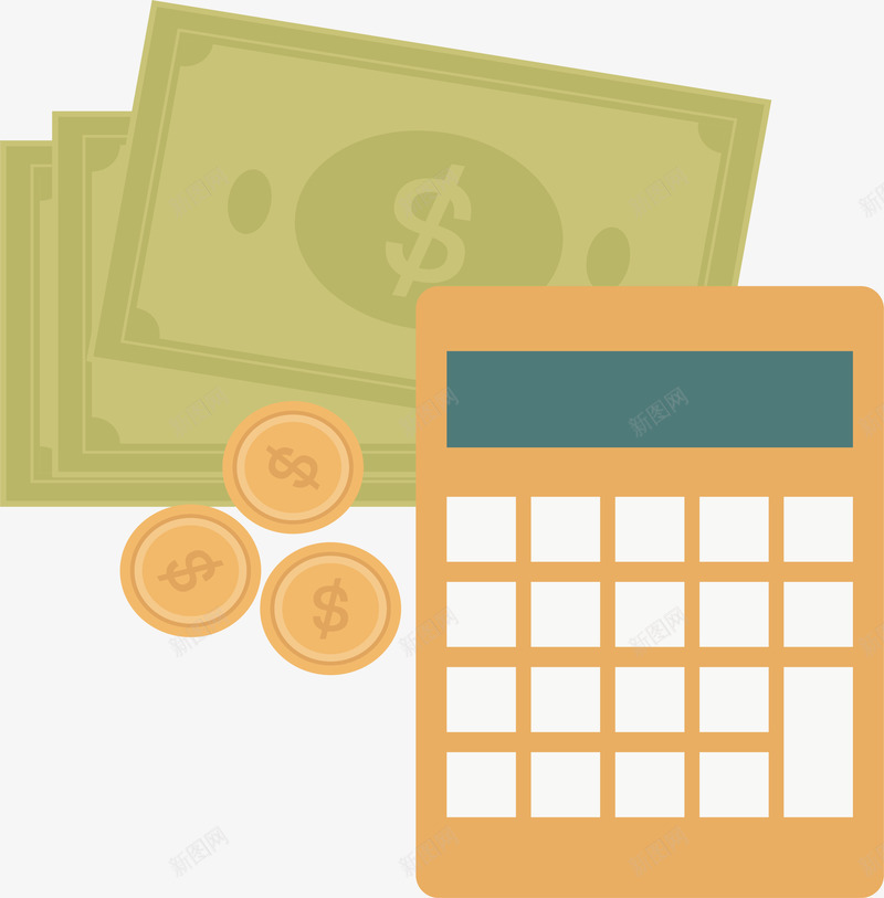 钞票金币堆png免抠素材_新图网 https://ixintu.com 现金 矢量png 计算器 金币 金币堆 钞票