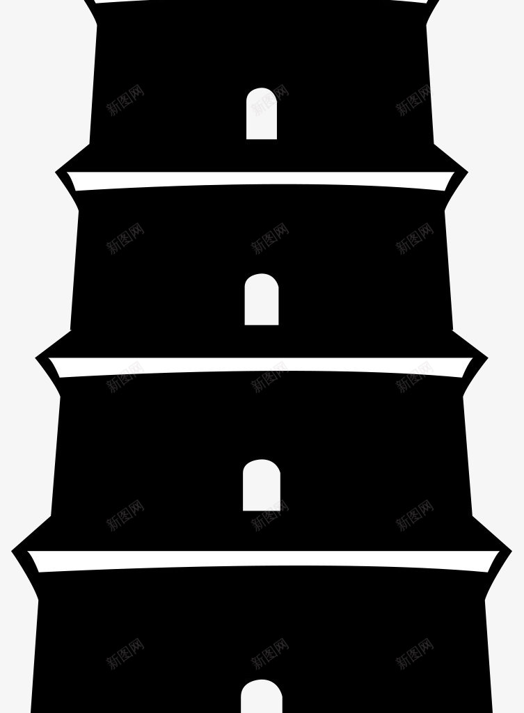 中国建筑大雁塔png免抠素材_新图网 https://ixintu.com 中国古建筑 黑色