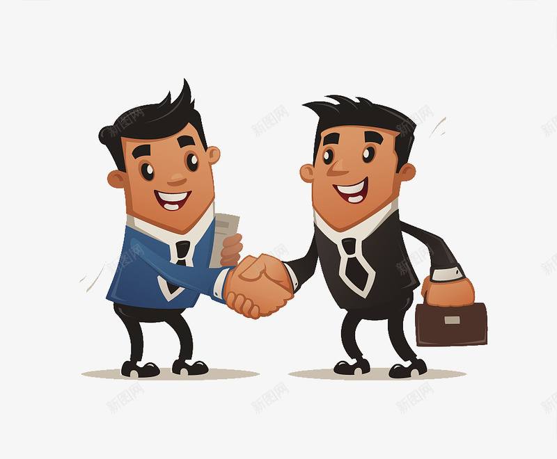 卡通人物插图商务合作成功握手png免抠素材_新图网 https://ixintu.com 两人握手 人物插图 卡通 卡通商务人士 商务合作 成功握手
