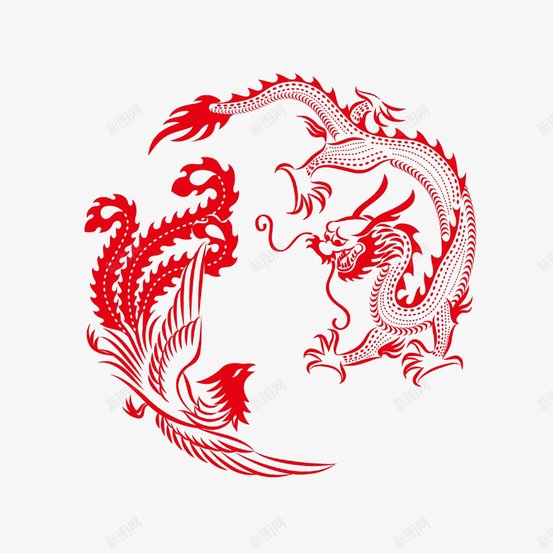 龙凤呈祥png免抠素材_新图网 https://ixintu.com 传统 剪纸 吉祥 艺术 龙凤 龙凤呈祥花纹