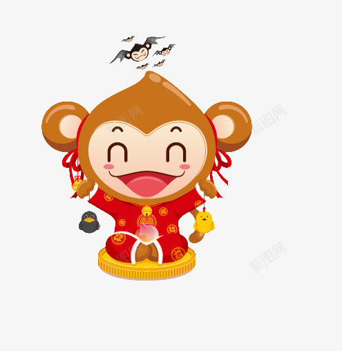 卡通猴子年货节透明底背景png免抠素材_新图网 https://ixintu.com 卡通猴子 年货节 透明底背景PNG素材