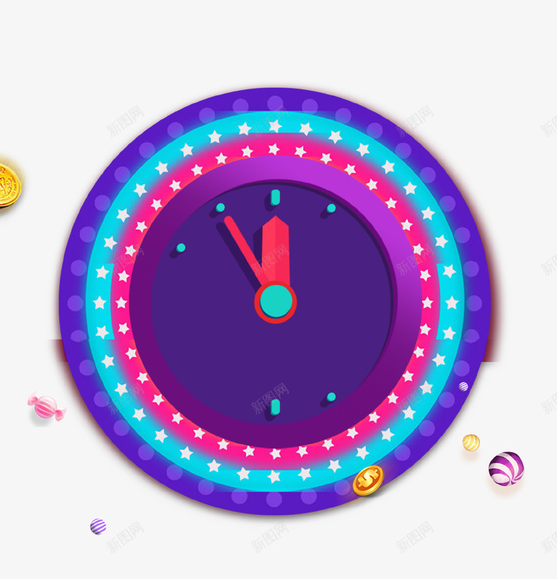 彩色创意时钟psd免抠素材_新图网 https://ixintu.com 促销 倒计时 创意设计 彩色 时钟 节日 装饰