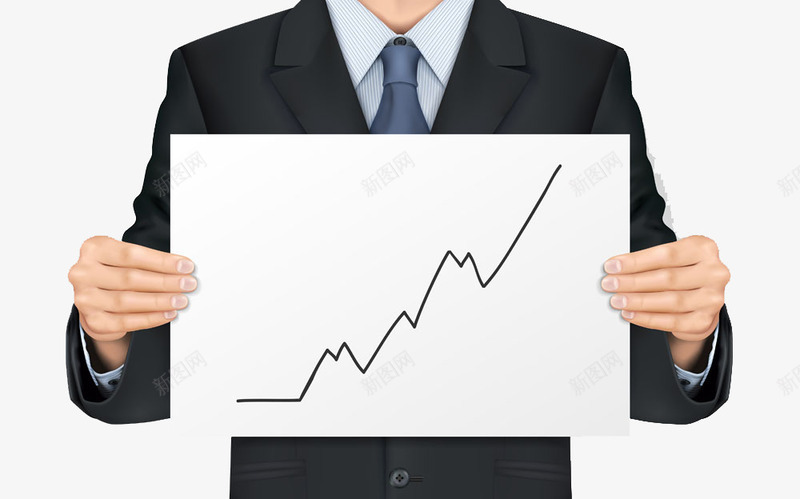 穿西装的商业男png免抠素材_新图网 https://ixintu.com 商业男 商务男 数据 数据分析 男人 箭头 纸张 股市