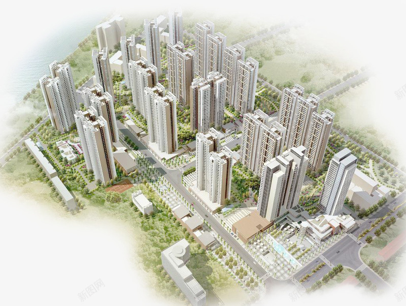 城市高楼鸟瞰风景图png免抠素材_新图网 https://ixintu.com ps鸟瞰群 公路 城市 小区 小区楼 小区鸟瞰图 建筑 树木 楼房 河流 高楼 魅力城市 鸟瞰图