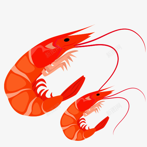 卡通基围虾psd免抠素材_新图网 https://ixintu.com 基围虾卡通图 精美 素材