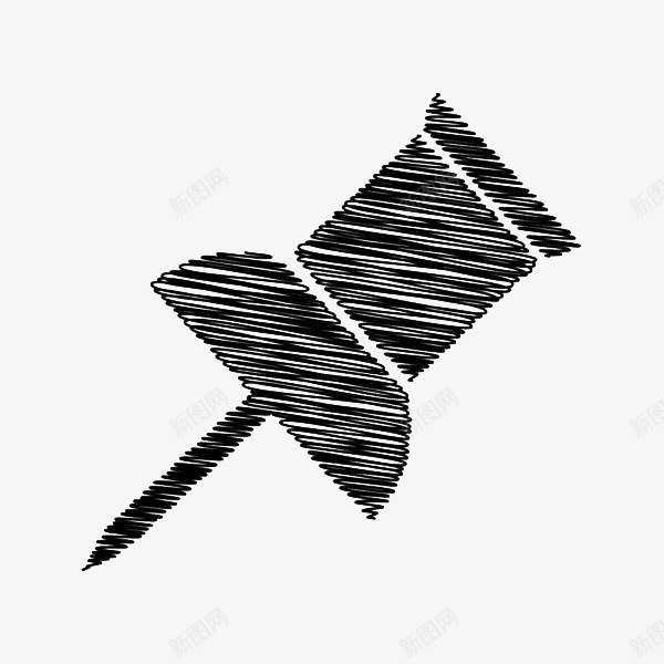 黑色手绘涂鸦图钉png免抠素材_新图网 https://ixintu.com 办公文具 固定 图钉 扁平图钉 手绘涂鸦 线条 钉子 黑色