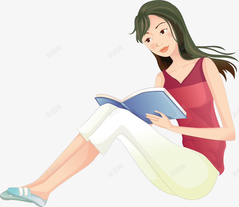 美女静静的看书矢量图ai免抠素材_新图网 https://ixintu.com 书本 美女 阅读矢量图 静静 矢量图