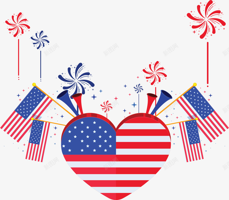 美国国旗爱心海报矢量图ai免抠素材_新图网 https://ixintu.com 爱心国旗 独立日 矢量png 美国 美国国旗 美国独立日 矢量图