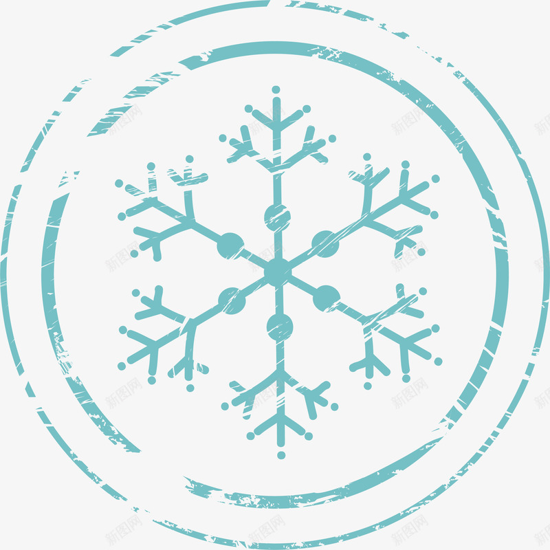圆形雪花标志png免抠素材_新图网 https://ixintu.com 冬天 冬季 圆圈标志 寒冬 装饰图案 雪花图案
