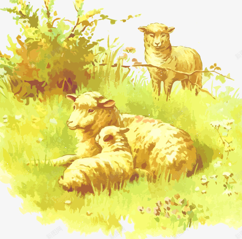 小羊羔矢量图ai免抠素材_新图网 https://ixintu.com 免费矢量下载 动物 小羊羔 插画 草地 矢量图
