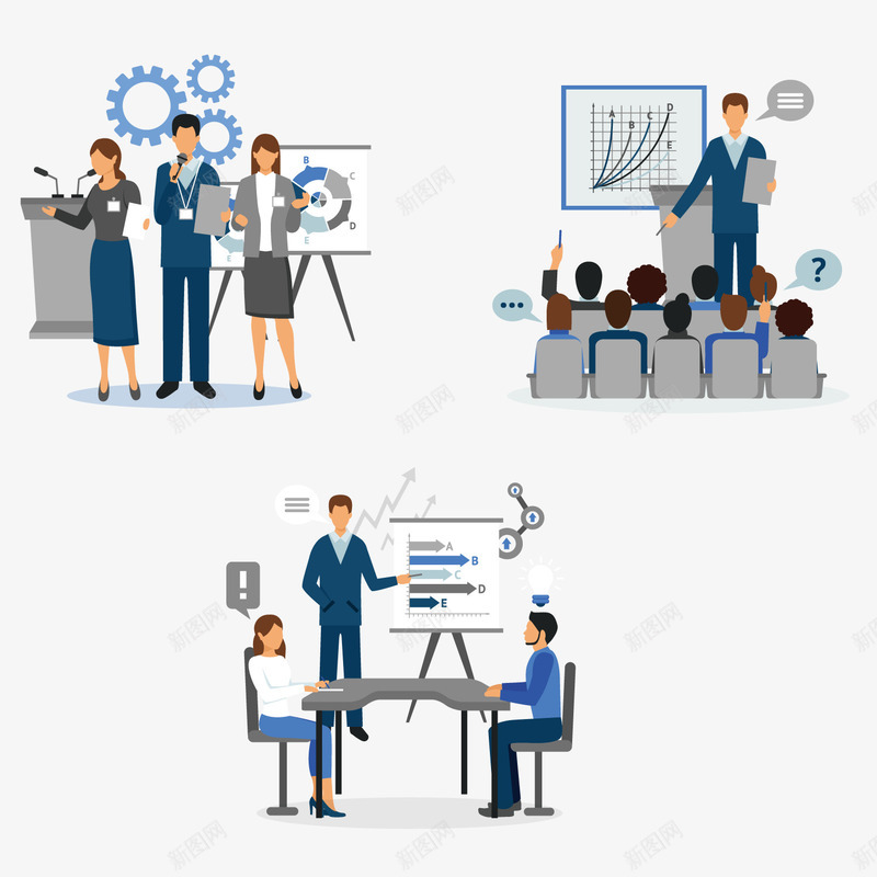 讲解数据矢量图ai免抠素材_新图网 https://ixintu.com 分类 商务人士 图表 数据 统计 讲解 矢量图